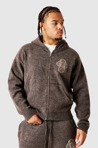 Novus Full Zip Knitted Hood - Dusty Cocoa