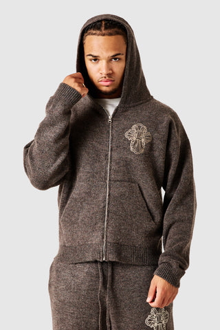Novus Full Zip Knitted Hood - Dusty Cocoa