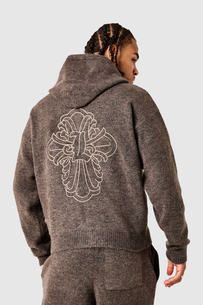 Novus Full Zip Knitted Hood - Dusty Cocoa