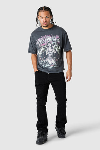 Deity Tee - Black Acid Wash