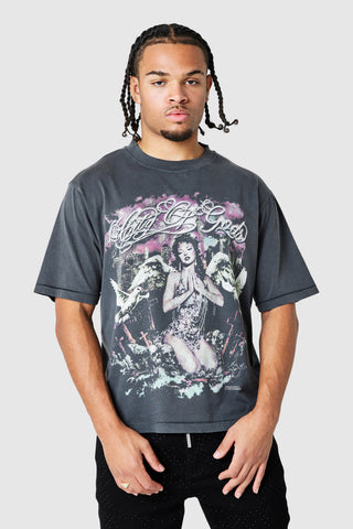 Deity Tee - Black Acid Wash