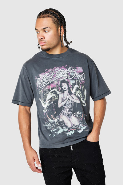 Deity Tee - Black Acid Wash