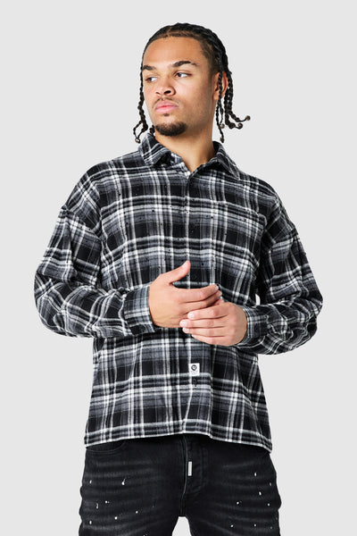 Diamante Check Overshirt - Black