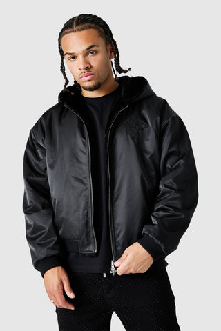Emblem Reversible Bomber Jacket - Black