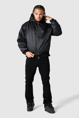 Emblem Reversible Bomber Jacket - Black