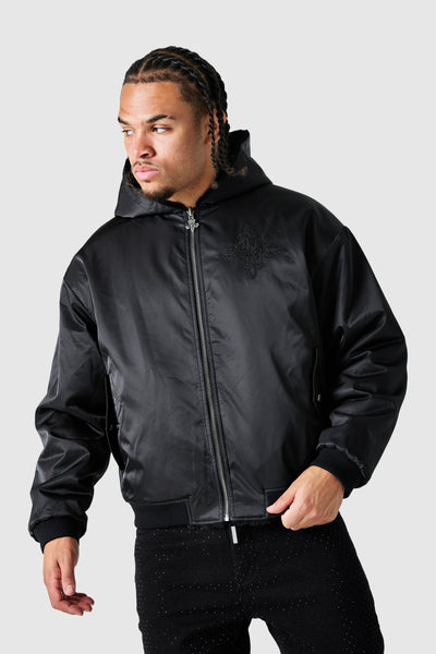 Emblem Reversible Bomber Jacket - Black
