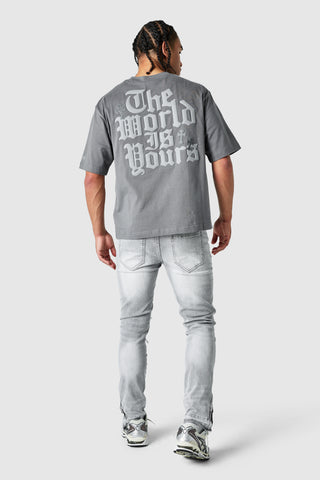 World Is Yours 3.0 Tee - Charcoal Smoke
