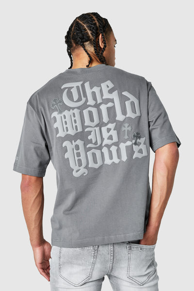 World Is Yours 3.0 Tee - Charcoal Smoke